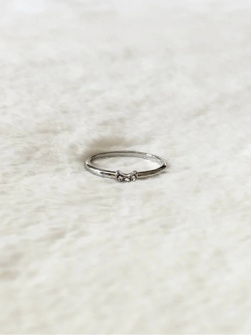 5/$8 🩷 MUST BUNDLE Delicate Silver Moon Ring with Crystal Accents
